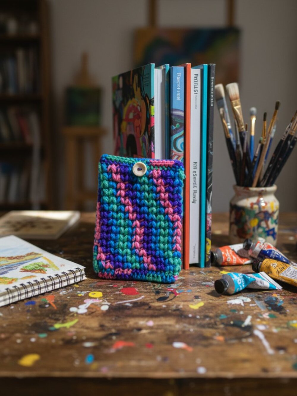 Kindle Paperwhite Sleeve — Kaleidoscope Crochet E-Reader & Paperback Book Cover